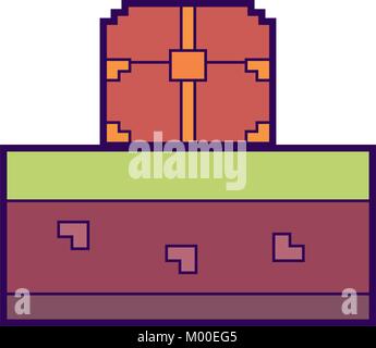Coffre au Trésor jeu vidéo pixélisé Illustration de Vecteur