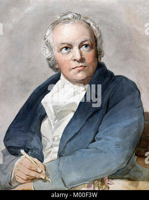 William Blake (1757-1827) le poète anglais, peintre, graveur et. Copie d'après Thomas Phillips, aquarelle sur papier, 1807. Banque D'Images