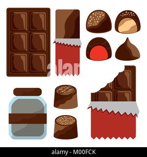 Jeu de chocolat chocolat cacao icônes Illustration de Vecteur