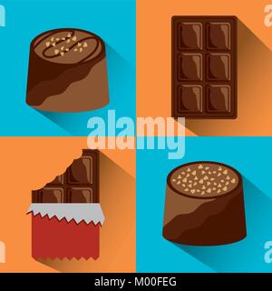 Jeu de chocolat chocolat cacao icônes Illustration de Vecteur