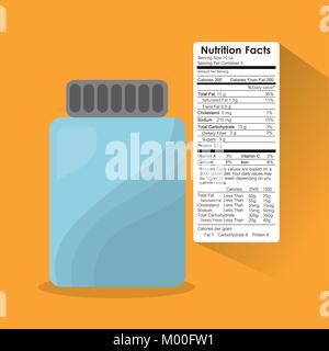 Verre Bouteille sur la nutrition information autocollant Illustration de Vecteur