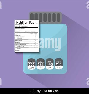 Verre Bouteille sur la nutrition information autocollant Illustration de Vecteur