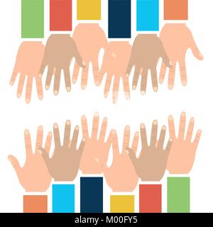 Les bras levés de la diversité multicolore d'inspiration Illustration de Vecteur