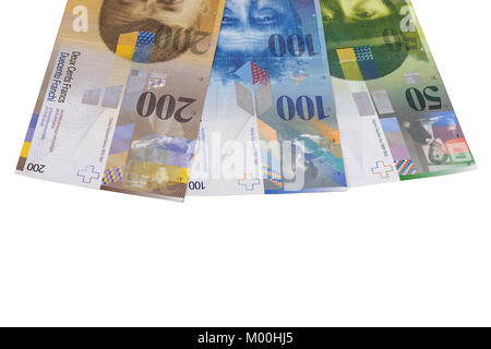 Swiss francs loi isolé sur fond blanc Banque D'Images