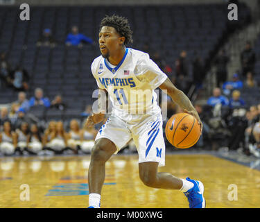 16 janvier, 2018 ; Memphis, TN, USA ; Memphis Tigers guard, MALIK RHODES(11), en action à la Fed Ex forum. Les Memphis Tigers défait les Huskies de UConn, 73-49, à la FedEx Forum. Kevin Langley/CSM Banque D'Images