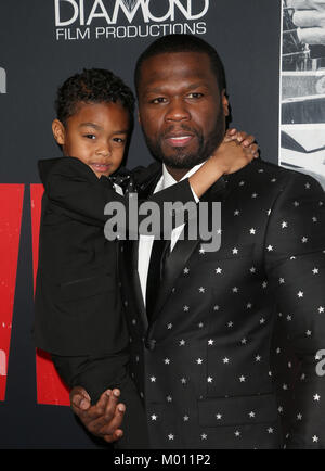 Los Angeles, CA, USA. 17 Jan, 2018. Curtis 50 CENT ? ? Jackson, Jackson, père de la première de caverne de voleurs du Regal Theatres at LA Live à Los Angeles, Californie le 17 janvier 2018. Credit : Faye Sadou/media/Alamy Punch Live News Banque D'Images