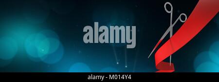 Coupe Ciseaux Ruban avec bokeh circles Banque D'Images