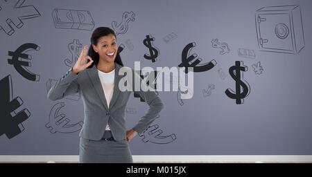 Businesswoman smiling with ok sign Banque D'Images