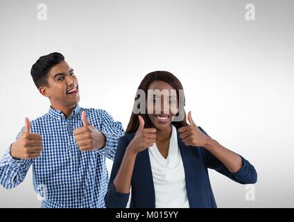 L'homme et de la femme avec Thumbs up Banque D'Images