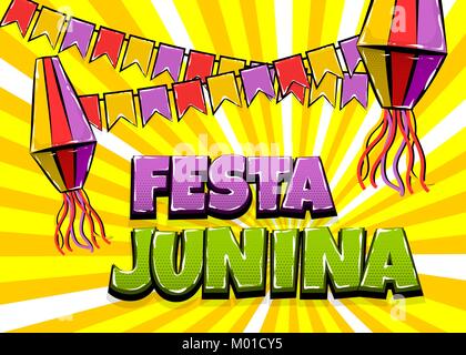 Festa Junina texte comique pop art Illustration de Vecteur