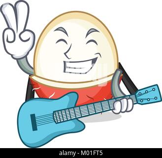 Avec guitare ramboutan mascot cartoon style vector illustration Illustration de Vecteur