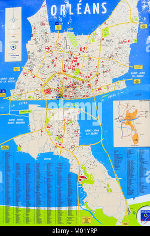 Orléans, France - le 9 juillet 2010 : Orléans Plan de ville sur une position. La Nouvelle-Orléans est la capitale du Loiret et de l'Center-Val de Loire regi Banque D'Images