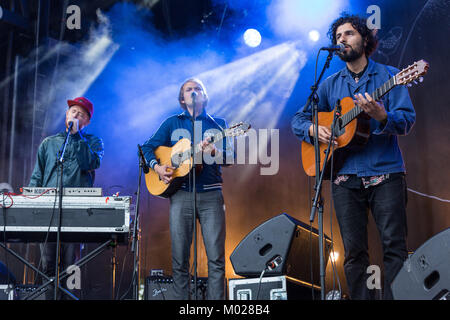 La chanteuse suédoise, auteur-compositeur et musicien José Gonzáles effectue un concert live au festival de musique de Norvège à Oslo Parken Piknik je. La Norvège, 28/06 2015. Banque D'Images
