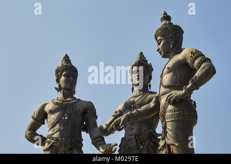 Monument aux trois rois, Chiang Mai, Thaïlande Banque D'Images