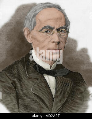 Juan Eugenio Hartzenbusch (1806-1880). Dramaturge espagnol. Il a été le directeur de la Bibliothèque nationale d'Espagne jusqu'à sa retraite en 1875. Portrait. La gravure. De couleur. Banque D'Images