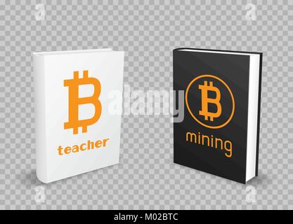 Noir et blanc bitcoin livres permanent Illustration de Vecteur