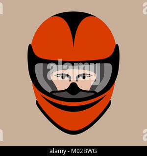 Face moto casque vector illustration style télévision vue avant Banque D'Images