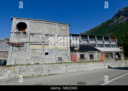 L'aciérie ODDA en Norvège (Smito i Odda) - usine industrielle abandonnée Banque D'Images