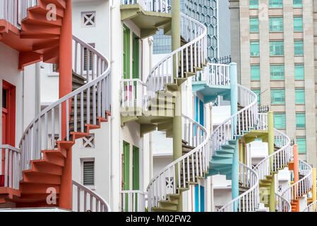 Escalier hélicoïdal (spirale), Bugis Village, Singapour Banque D'Images