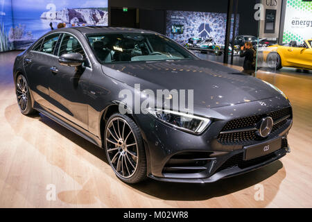 Bruxelles - 10/01/2018 : voiture Mercedes Benz CLS Coupé présenté à l'Automobile de Bruxelles. Banque D'Images