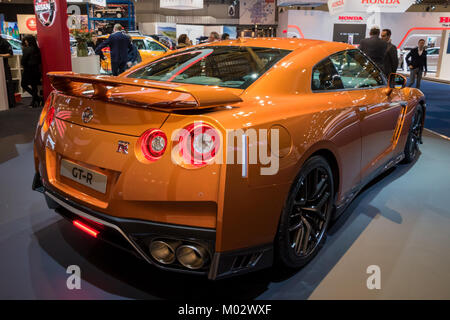 Bruxelles - 10/01/2018 : Nouveau 2018 Nissan GT-R Voiture de sport en vedette à l'Automobile de Bruxelles. Banque D'Images