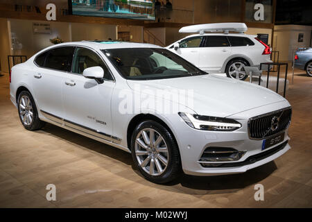 Bruxelles - 10/01/2018 : voiture Volvo S90 présenté au Salon Automobile de Bruxelles. Banque D'Images