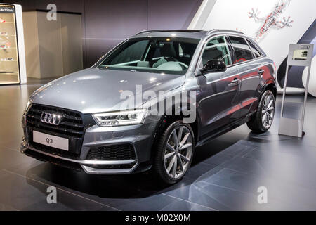 Bruxelles - 10/01/2018 : Audi Q3 VUS multisegment de luxe sous-compacte en vedette à la voiture Bruxelles Salon de l'automobile. Banque D'Images