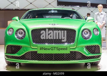 Genève, SUISSE - Le 4 mars 2015 : Bentley Continental GT Speed au 85e Genève International Motor Show à Palexpo. Banque D'Images