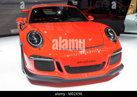 Genève, SUISSE - Le 4 mars 2015 : Porsche 911 GT3RS à la 85e International Salon Automobile de Genève à Palexpo, Genève. Banque D'Images