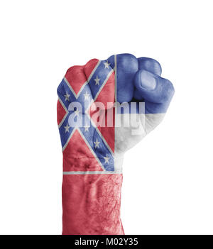 Drapeau de l'État du Mississippi nous peint sur les droits de l'fist comme symbole de victoire Banque D'Images