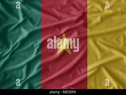 Drapeau Cameroun sur la texture de tissu Banque D'Images