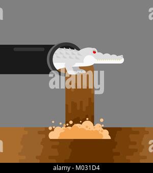 Albino alligator d'égout. Des crocodiles dans les égouts. Des animaux prédateurs. La légende de la ville. Vector illustration Illustration de Vecteur