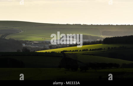 Brighton UK 18 Janvier 2018 - Le stade de football de la Communauté American Express accueil de Brighton et Hove Albion est baignée de soleil d'hiver Banque D'Images