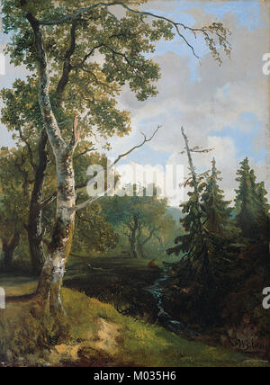 'Bosgezicht' de Johannes Warnardus Bilders est un tableau conservé dans le Rijksmuseum. L'œuvre représente un paysage forestier, capturant la beauté naturelle de la campagne néerlandaise, et est un exemple de peinture de paysage hollandaise du XIXe siècle. Banque D'Images