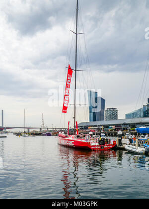 Volvo Ocean Race- équipe Mapfre la location au port de Victoria, Melbourne, Australie, 28 décembre 2017. Banque D'Images