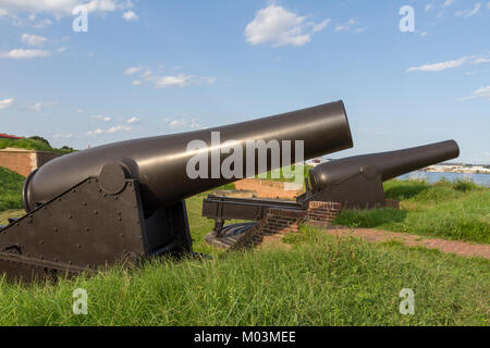 Artillerie sur les murs de Fort McHenry, Baltimore, Maryland, United States. Banque D'Images