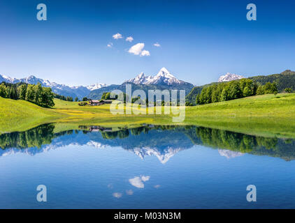 Paysage d'été idyllique avec des lac de montagne dans les Alpes Banque D'Images