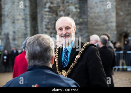 Le Château de Cardiff, Castle Street, Cardiff, Royaume-Uni. 18 janvier, 2018.maire de Cardiff, le prince Harry et Meghan Markle visitez Crédit : Jennifer Dobie/Alamy Live News Banque D'Images