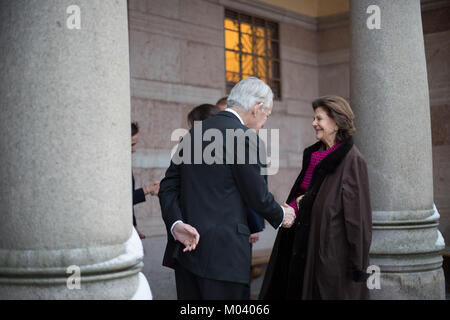 Stockholm, Suède, le 18 janvier, 2018. Du 17 au 19 janvier, le président de l'Islande Guðni Thorlacius Jóhannesson, visiter la Suède à l'invitation du roi. Le président Jóhannesson visiter la Suède avec son épouse, Eliza Jean Reid. Le couple royal et le couple présidentiel visitant Waldemarsudde, Stockholm. Credit:Barbro Bergfeldt/Alamy Live News Banque D'Images