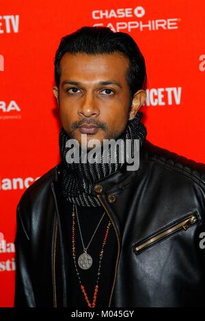 Park City, Utah, USA. 18 janvier, 2018. Utkarsh Ambudkar pour BLINDSPOTTING aux arrivées en première mondiale au Festival du Film de Sundance 2018, Théâtre Eccles, Park City, UT 18 Janvier, 2018. Credit : JA/Everett Collection/Alamy Live News Banque D'Images