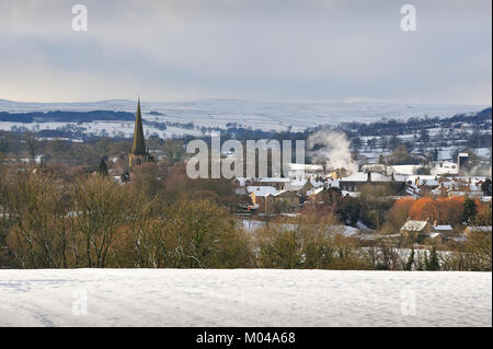 Neige de l'hiver à Masham Wensleydale Yorkshire Angleterre UK Banque D'Images