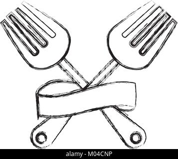 Des couverts et de la conception de ruban Illustration de Vecteur