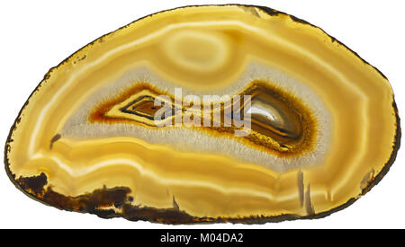 L'agate Crystal cross section isolé sur fond blanc Banque D'Images