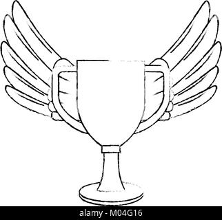 Trophy cup avec des ailes vecteur illustration design award championnat Illustration de Vecteur