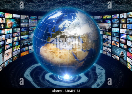 Dans le monde internet streaming service concept. les éléments de cette image fournie par la NASA. Le rendu 3D. Banque D'Images