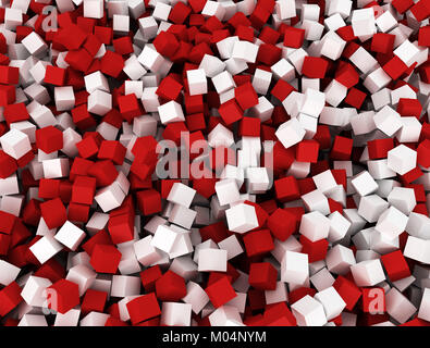 Rouge et Blanc fond cubes 3d Banque D'Images