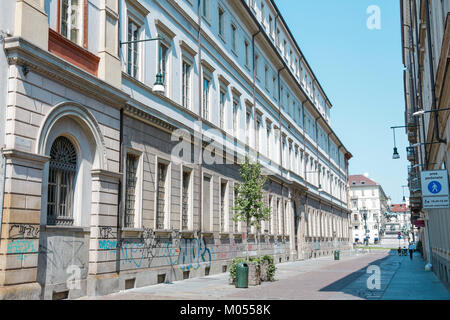 Turin, Italie : Palazzo Campana, de l'université de mathématiques et des sciences, et des palais historique dans le centre-ville, intérieurs et extérieurs, en vue d'une journée ensoleillée Banque D'Images