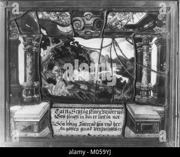 Cette œuvre d'art, intitulée 'Caïn tuant Abel', fait partie d'un ensemble de quatre scènes représentant l'histoire biblique de Caïn et Abel. La pièce est logée dans le MET et représente le conte tragique du fratricide et des thèmes bibliques dans permis Banque D'Images