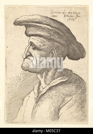 Buste D Un Homme Age Avec Nez Qui Repond A Sa Levre Inferieure Le Port Large Television Pac En Profil A Gauche Apres Leonard De Vinci 1665 Photo Stock Alamy