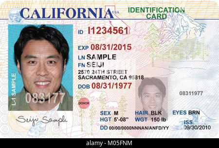 Un permis de la Californie driverâ€ ™ est une carte d'identité officielle délivrée par l'État qui permet aux individus de conduire des véhicules à moteur dans l'État. Il comprend des informations personnelles et des fonctions de sécurité. Banque D'Images